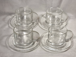 Rare art deco set of 4 Riedel glass Austrian workshop work with coffee cups and saucers.