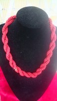 Old beautiful multi-stranded necklace in coral color