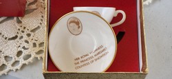 Caverswall miniature cup with coaster in gift box with Princess Margaret