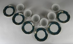 1P332 Zsolnay zöld Pompadour porcelán kávéskészlet