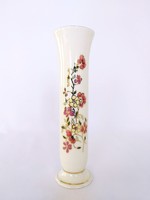 Zsolnay's hand-painted floral narrow tube vase. Rare! (No.: 23/193.)