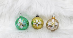 Retro glass Christmas tree decoration flower ball 3 pcs