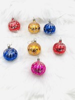 Retro glass Christmas tree decoration, snowy bell ball set