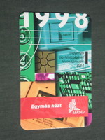 Kártyanaptár, MATÁV távközlés Rt. Pécs ,grafikai rajzos, telefonkártya, 1998,   (3)