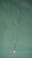 Very beautiful silver-plated metal bisque necklace with pearl pendant, 45 cm chain, 3 cm pendant, according to the pictures
