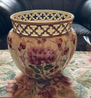 Zsolnay's hand-painted bowl with openwork edges