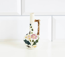 UTOLSÓ LEHETŐSÉG - Zsolnay stílusú miniatűr váza - bambuszt utánzó fogantyúval - mini váza, kisváza