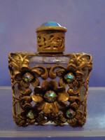 Vintage copper mesh perfume bottle
