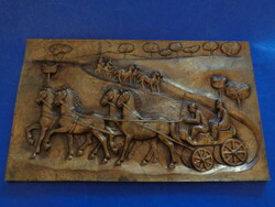 IPARMŰVÉSZ, FOGATHAJTÓK RÉZ FALIKÉP,LÓ ,LOVAS