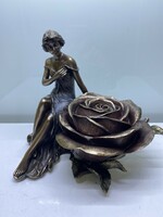 Female statue with rose jewelry holder