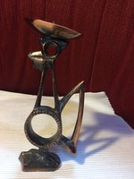 Industrial metal candle holder for a large candle, in mint condition - funny rooster shape (m156)
