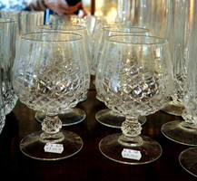 6 Modern cut lead crystal cognac glasses