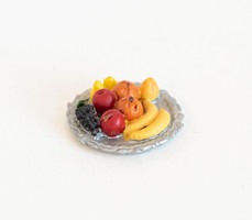 Vintage mini tálca gyümölcsökkel, gyümölcstál - bababútor, babaházi kiegészítő, miniatűr, konyha