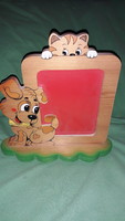 Quality Italian Bartoluce cat and dog desktop wooden painted children's picture frame 20 x 19 cm as shown in the pictures