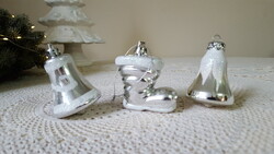 Silver colored, snowy Christmas tree decorations 3 pcs