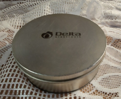 Rare delta electronic metal box 14 cm diameter (circa 1990s)