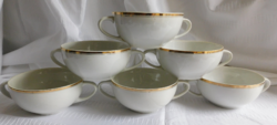 Hollóháza golden striped cream soup cups - 6 pieces