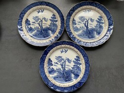 Real old willow English porcelain cake plates - 3 together