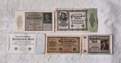 1922 series of stamps: from 500 to 50 thousand (vf-f) - German Weimar Republic | 5 banknotes