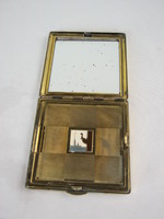 Old copper powder box with mirror powder box