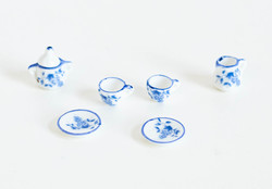 Vintage mini porcelain tea set, coffee set - kitchen doll furniture, doll house accessory, miniature