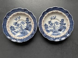 Real old willow English porcelain coaster plate - 2 pcs together