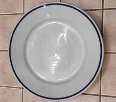 1-1 antique Zsolnay porcelain flat plate, shield seal, blue border