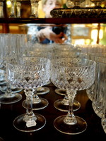 6 Modern cut lead crystal champagne glasses