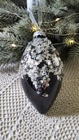 Large glass Christmas tree decoration with sequins and crystals
