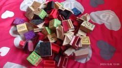 Vintage children's printing press, toy letter wooden cube, old children's toys