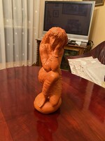 Kligl Sándor térdelő nő terrakotta szobor