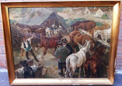 Pál Udvary (1900-1987) at a horse fair