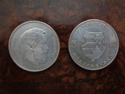 2 db 1947-es Ezüst 5 forintos