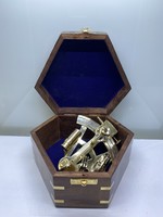 Wooden copper sextant in gift box