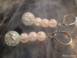 Real cracked rock crystal earrings