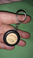 Old double-sided plastic car tire shape advertising Szeged otp tricolor inscription key ring according to pictures