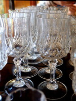 Stemmed, lead crystal wine glasses, 6 pcs