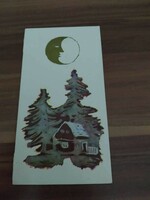Old Christmas folding postcard, drawing: Árpád Bognár