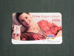 Kártyanaptár,kisebb méret, DM háztartási drogerie markt, erotikus női modell, 2009,   (3)
