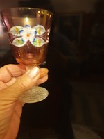 6 hand-painted colored glass stemmed glasses