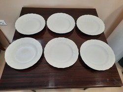 6 db Fehér Herendi porcelán félmély tányér készlet