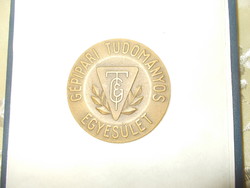 Old bronze plaque medal for technology development 1986