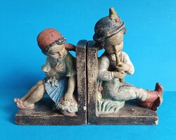 József Gondos art deco bookend pair of ceramic sculptures