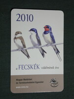 Card calendar, ornithological conservation association, bird, swallow, 2010, (3)