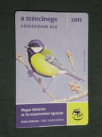 Kártyanaptár, Madártani természetvédelmi egyesület, madár, széncinege, 2011,   (3)