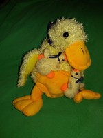 Retro Hungarian small industrial yellow mother duck sitting with purse 20 cm plush figure with ducklings as shown in pictures