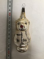 Antique glass Christmas tree decoration, teddy bear with a scarf (brighter)