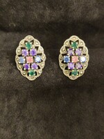 Beautiful silver earrings with colorful stones