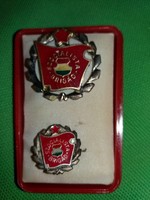 Old socialist brigade insignia set with box according to the pictures