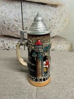 German antique majolica jar with lid a66